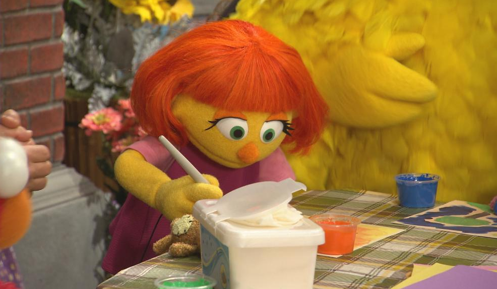 Julia, the muppet, from Sesame Street